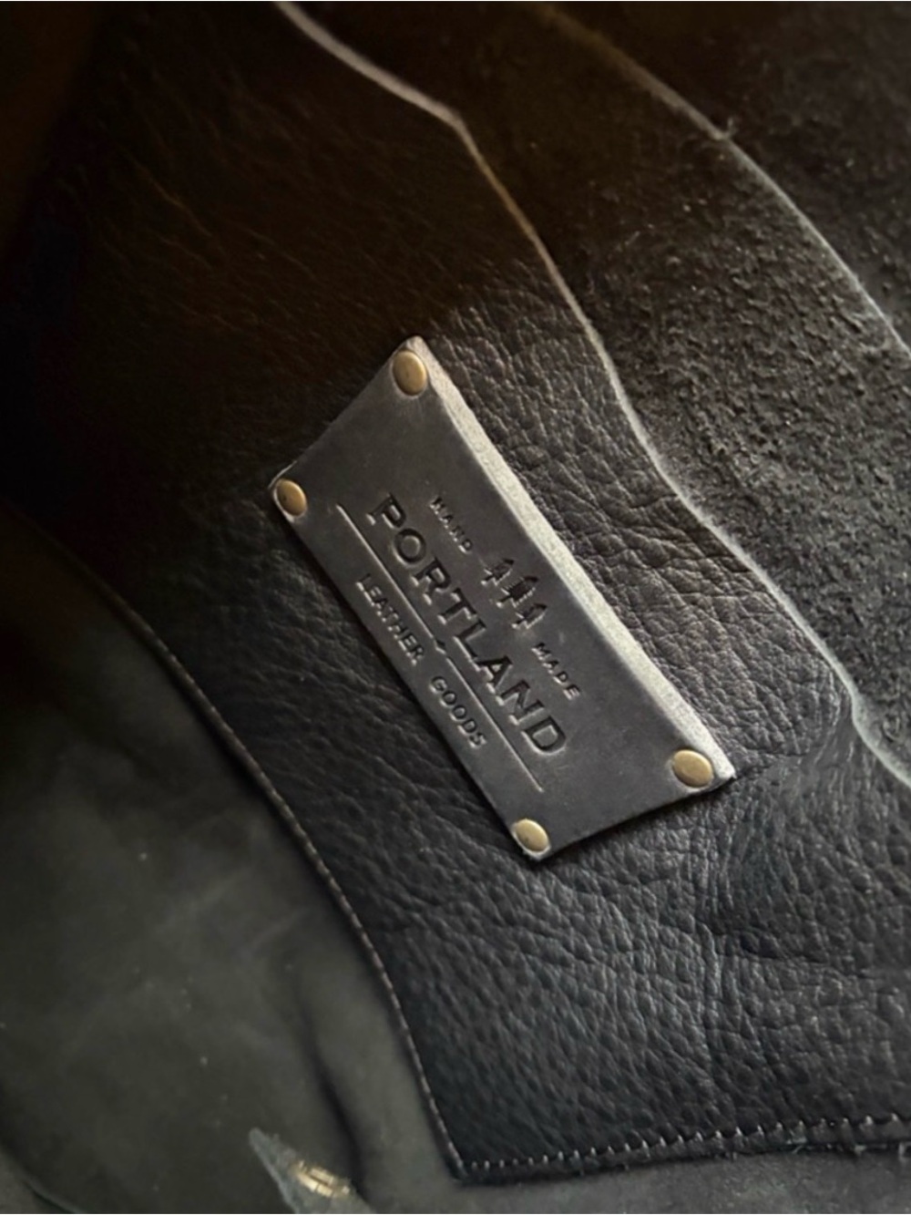 Portland Leather Black Tote with Exterior Pocket, interior pocket and key loop - Picture 2 of 4